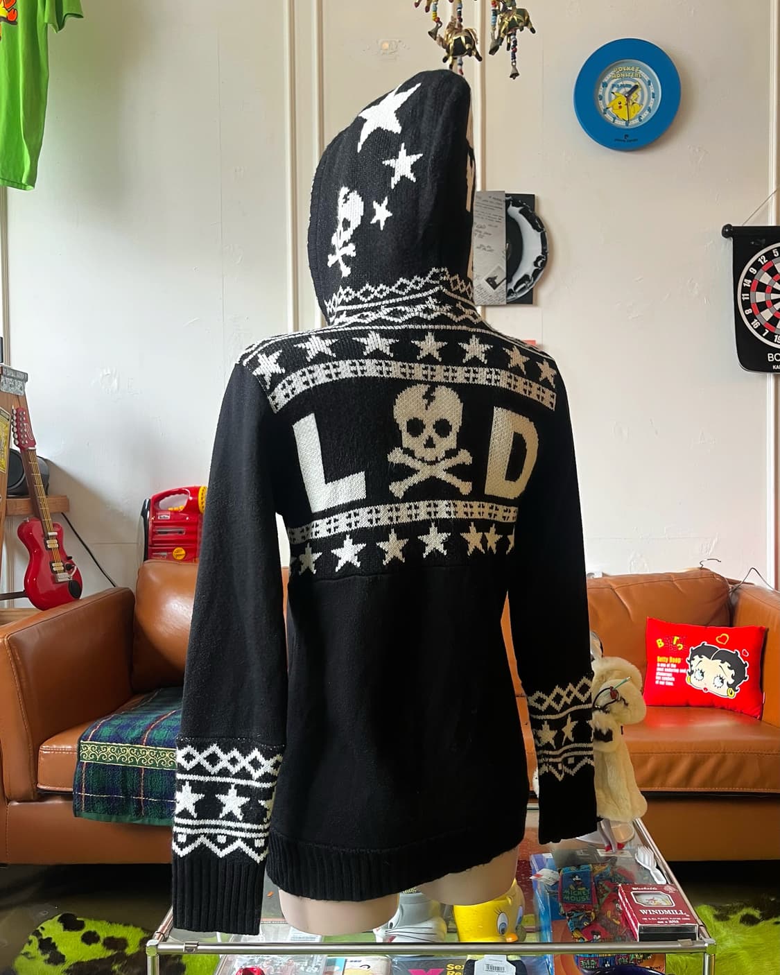 LIZ LISA Skull Lettering Knit Hood Zipup 상품이미지2