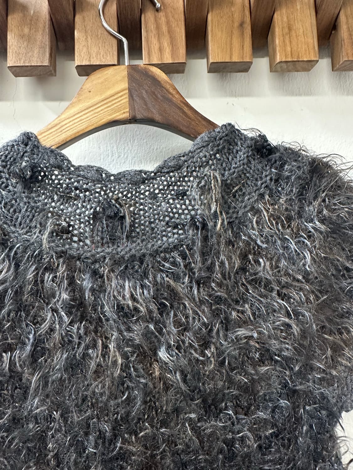 일본빈티지 울 혼방 반팔 니트 슬리브 퍼 텍스처 니트 레이어드 가디건  상품이미지5