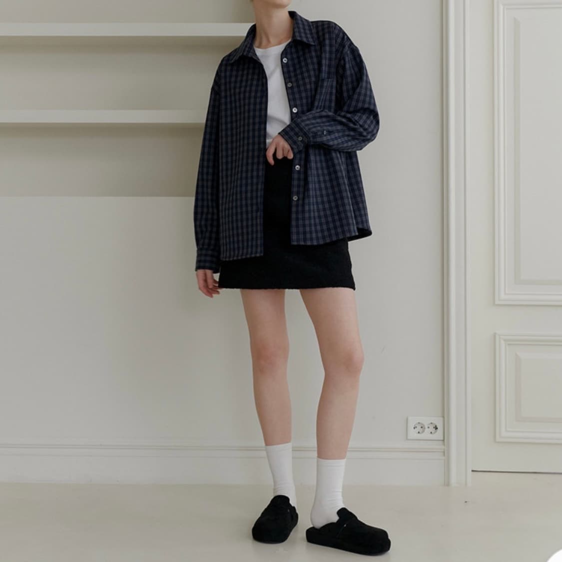 엽페 가을겨울 체크셔츠 새 상품 상품이미지4