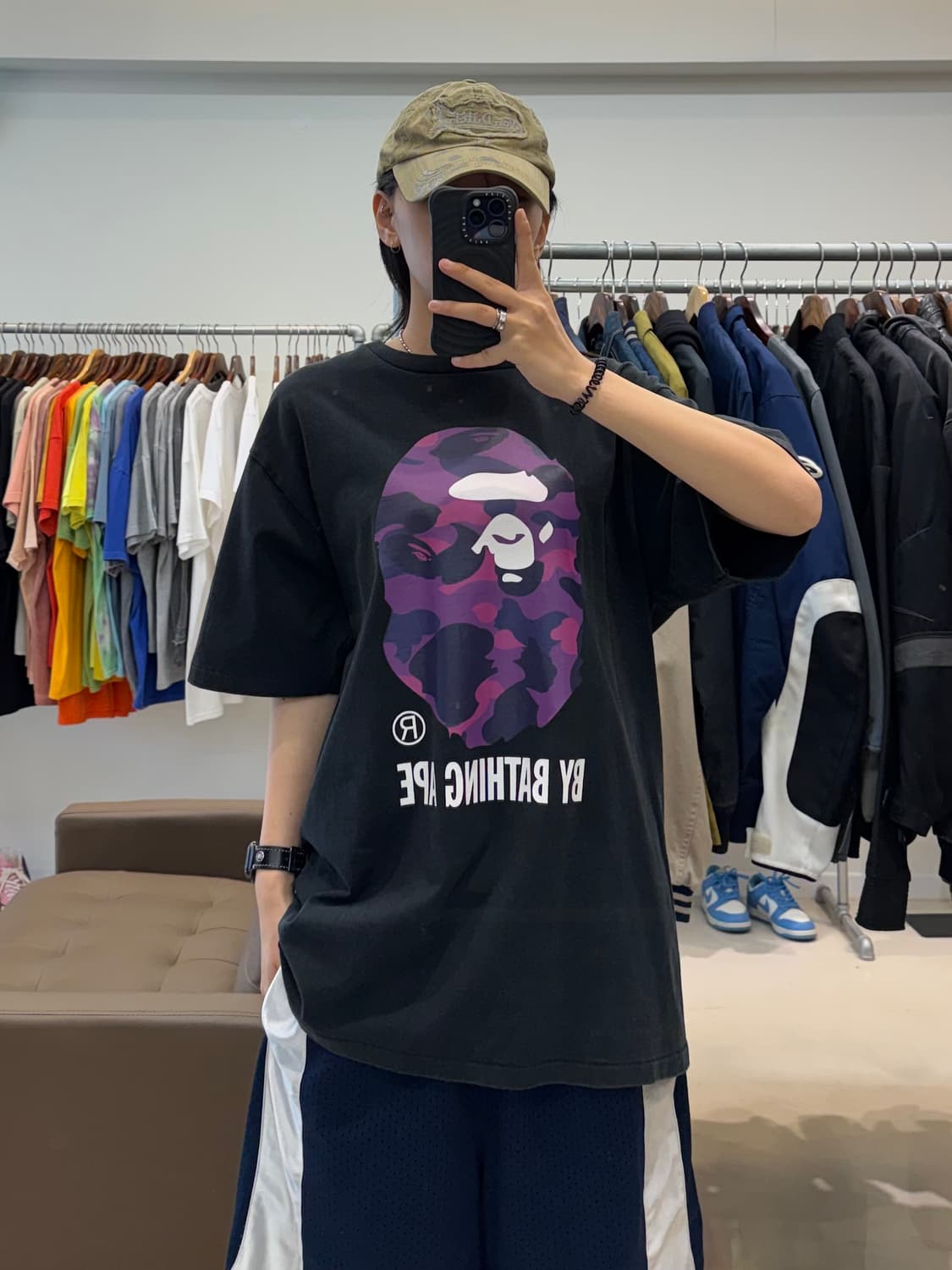 베이프 컬러카모 빅에이프 헤드 반팔 상품이미지5