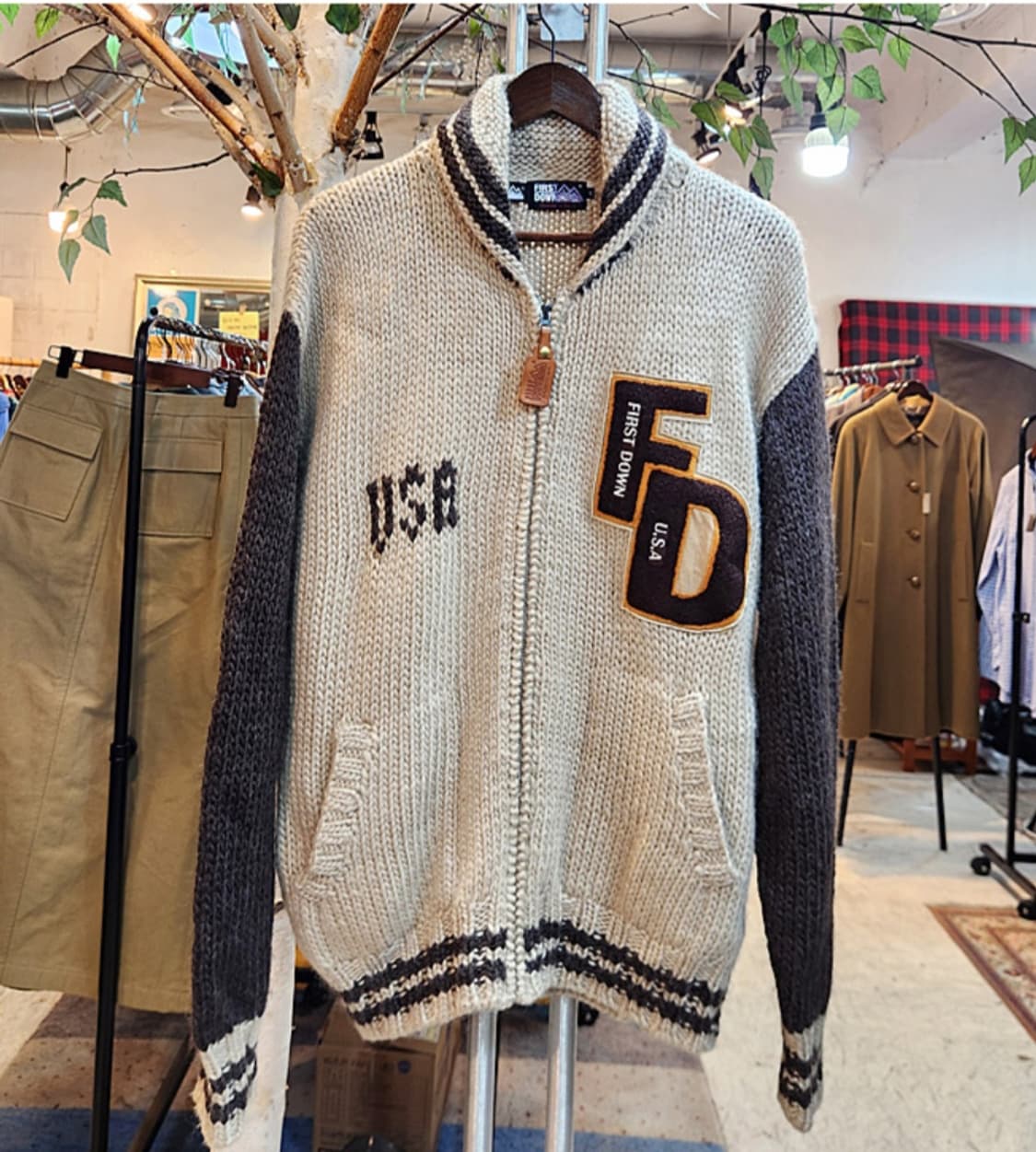 일본판 First down use 퍼스트 다운 울 스웨터 집업 상품이미지1