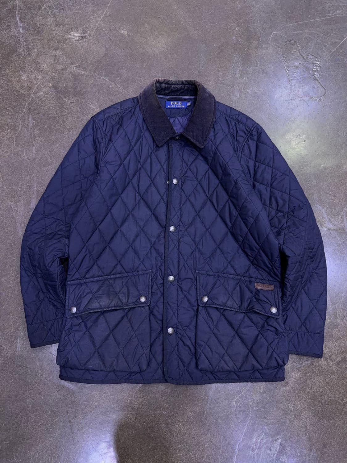폴로 랄프로렌 코듀로이 카라넥 퀼팅자켓 네이비 L 상품이미지1