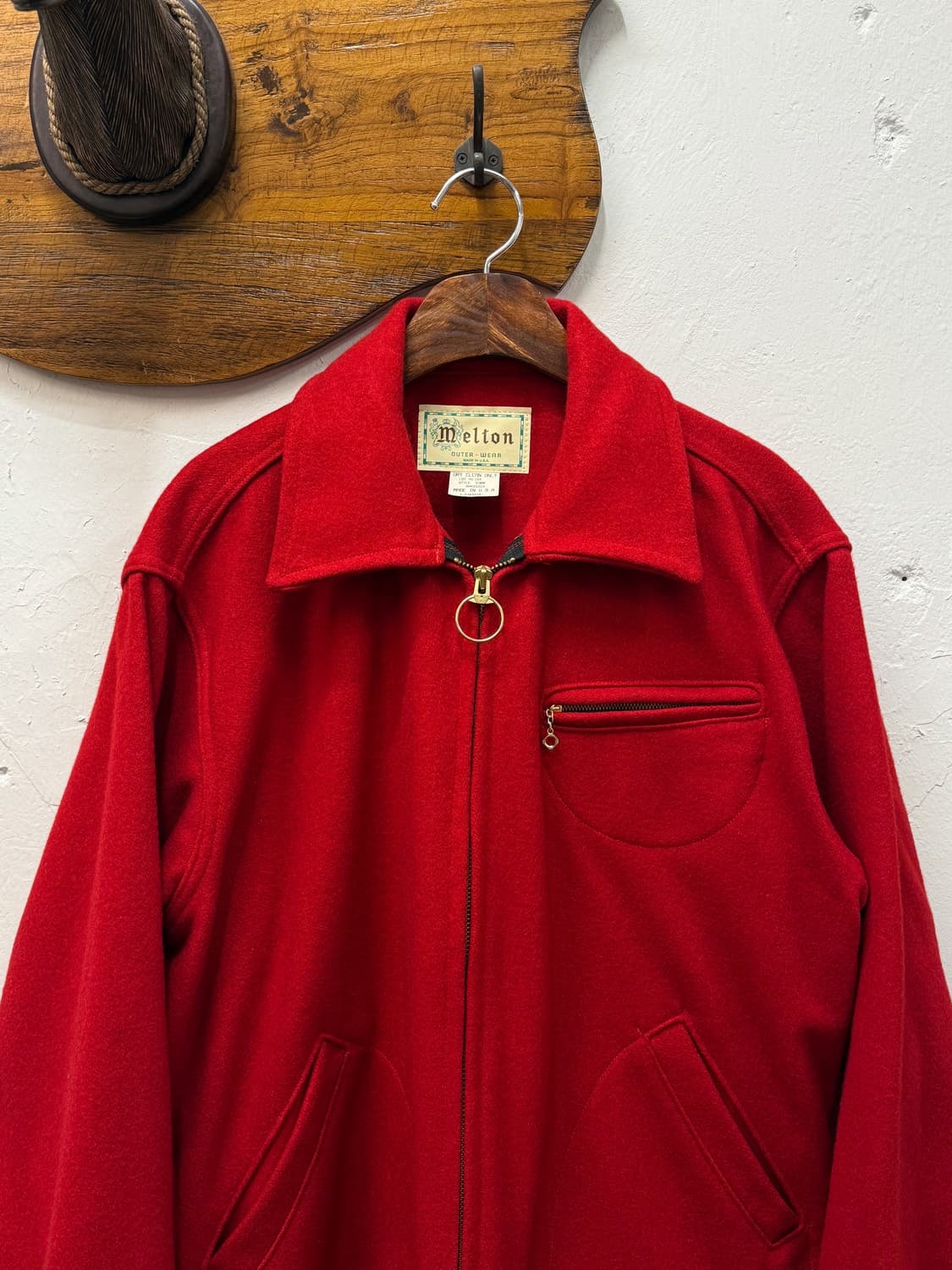 L) 90s USA Melton Zip-Up Wool Jacket 상품이미지2