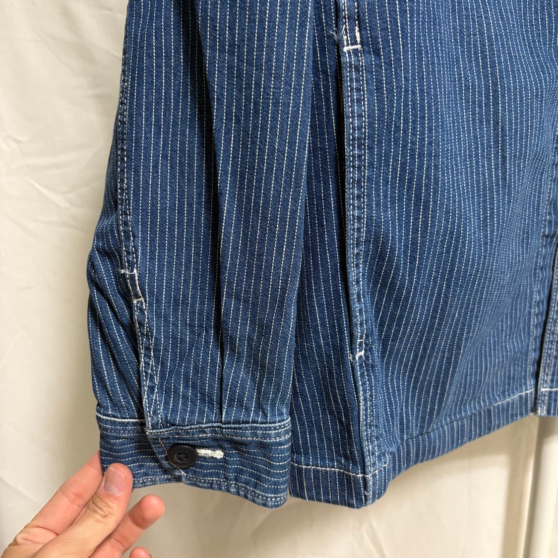 유니클로 히코리 데님 스트라이프 워크자켓 / 블루, M 상품이미지6