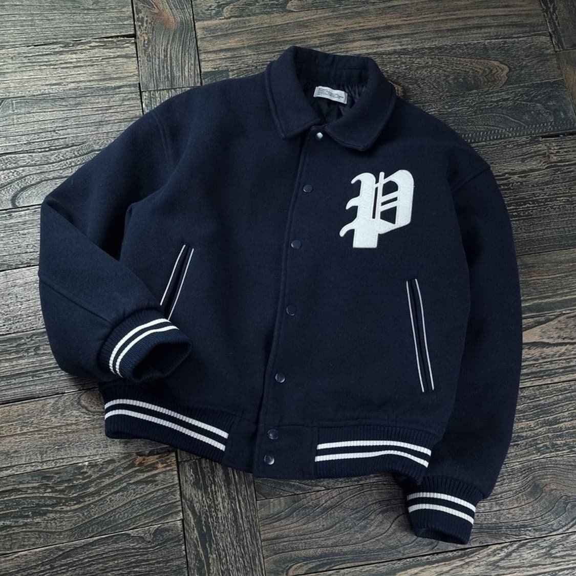 [파르티멘토] 오버핏 모직 바시티 자켓 네이비 M17934 상품이미지1