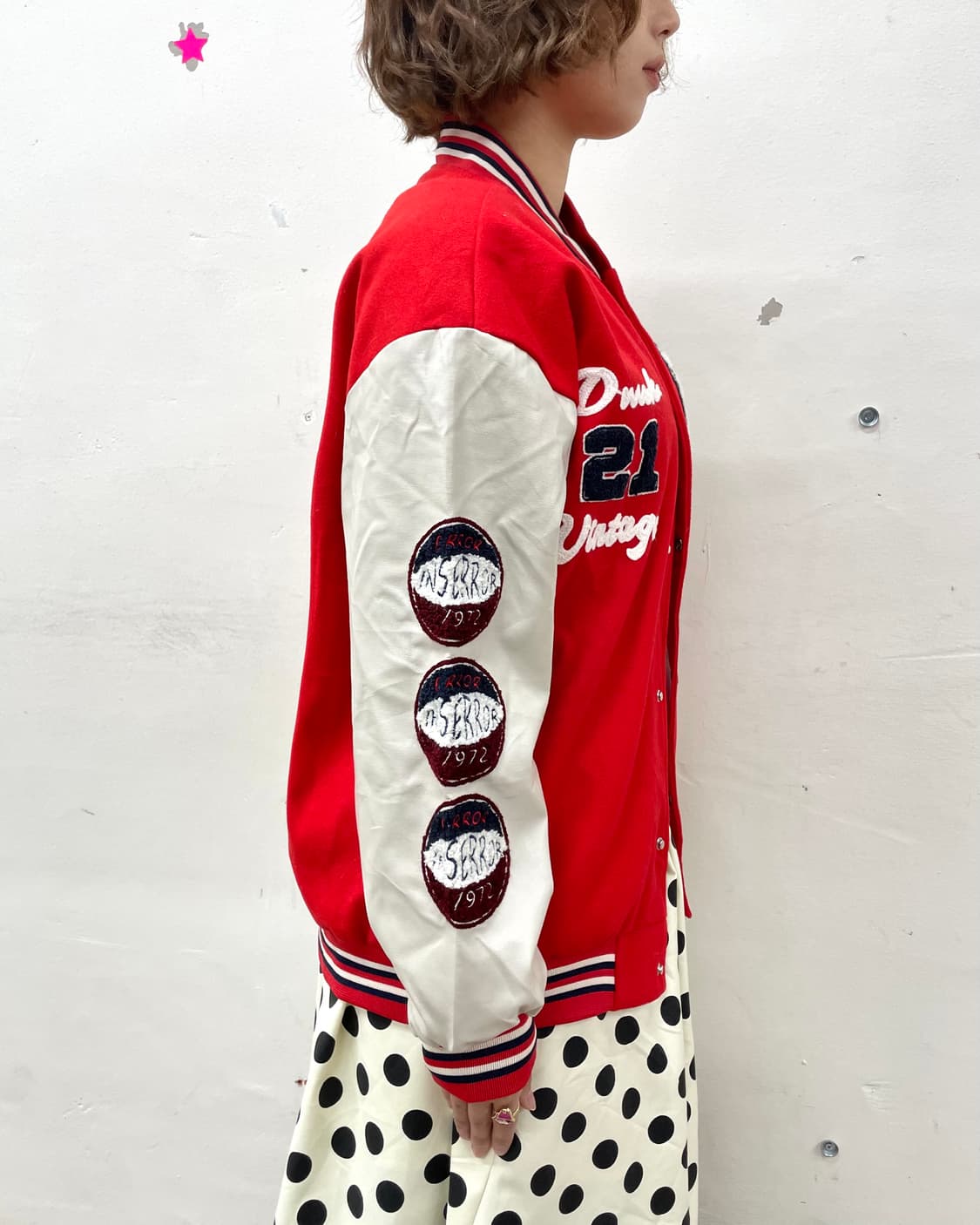  Retro M Star Patch Red Stadium Jacket 상품이미지6