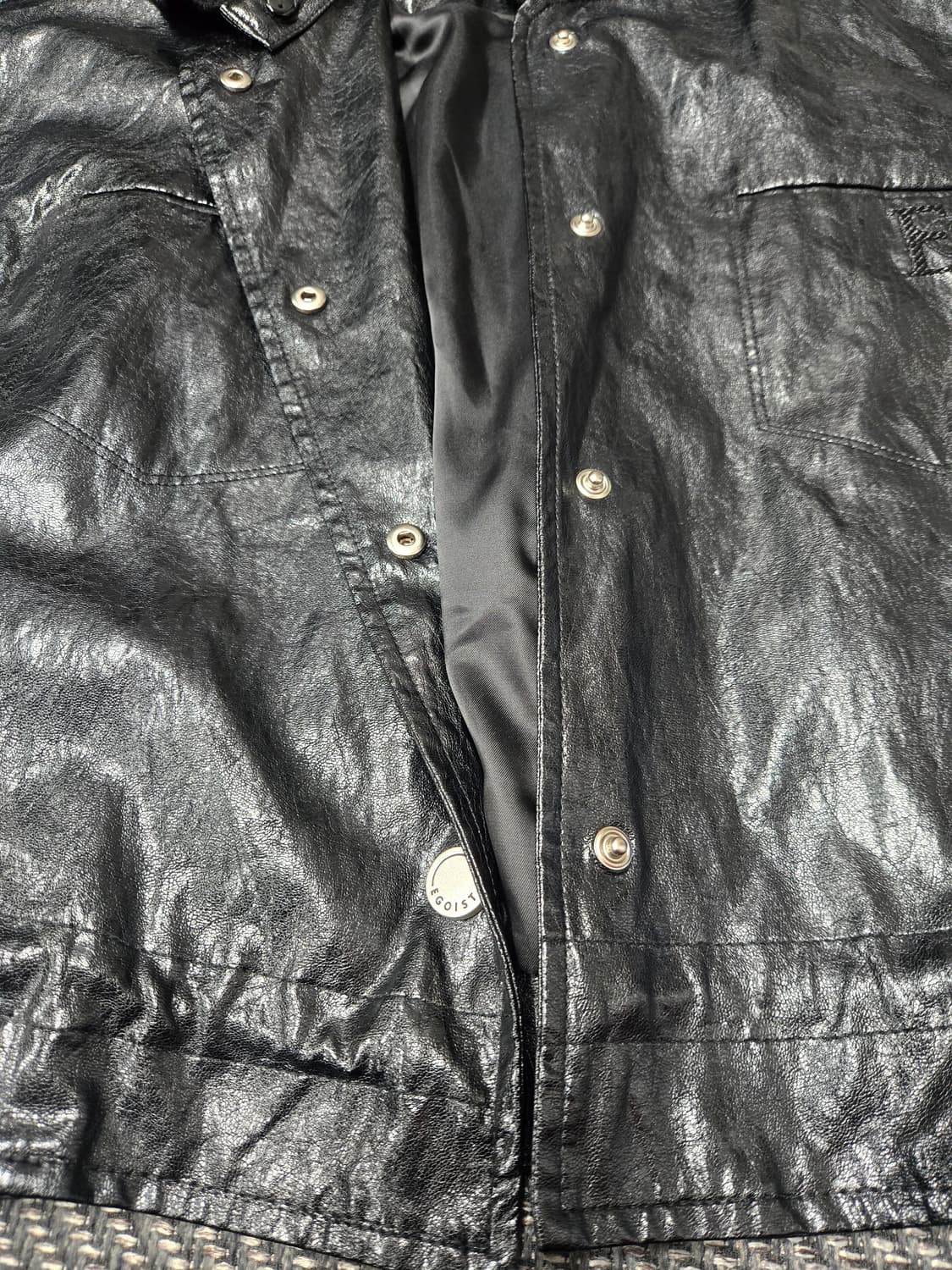 에고이스트 24ss EGOIST 니트 카라 포인트 페이크 레더 자켓 상품이미지5