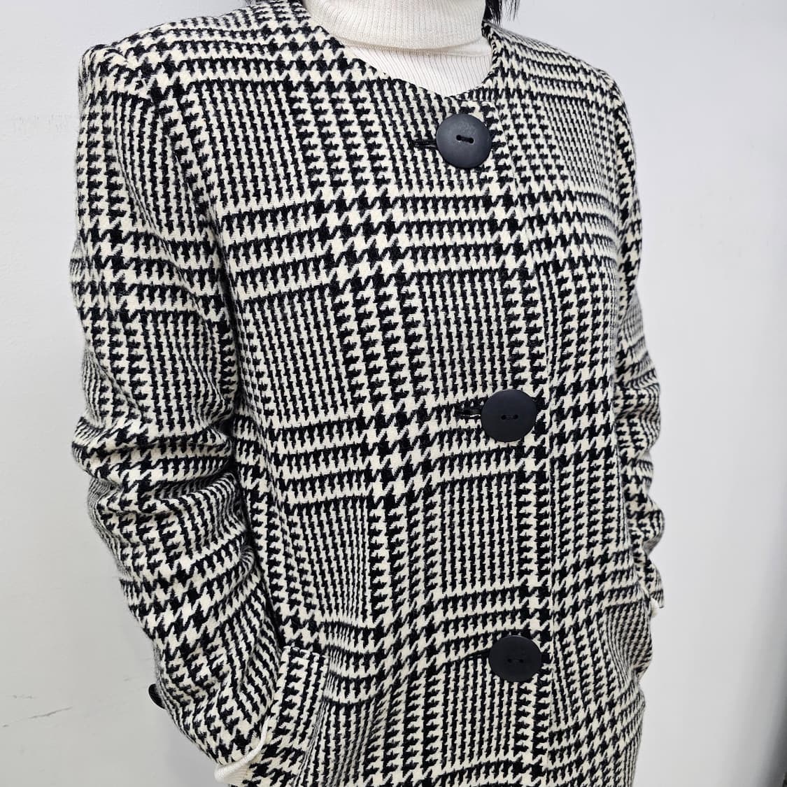 울 하운드투스 체크 클래식 코트 상품이미지2