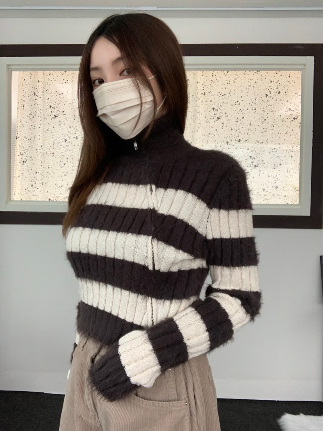 단가라 집업 가디건 상품이미지1