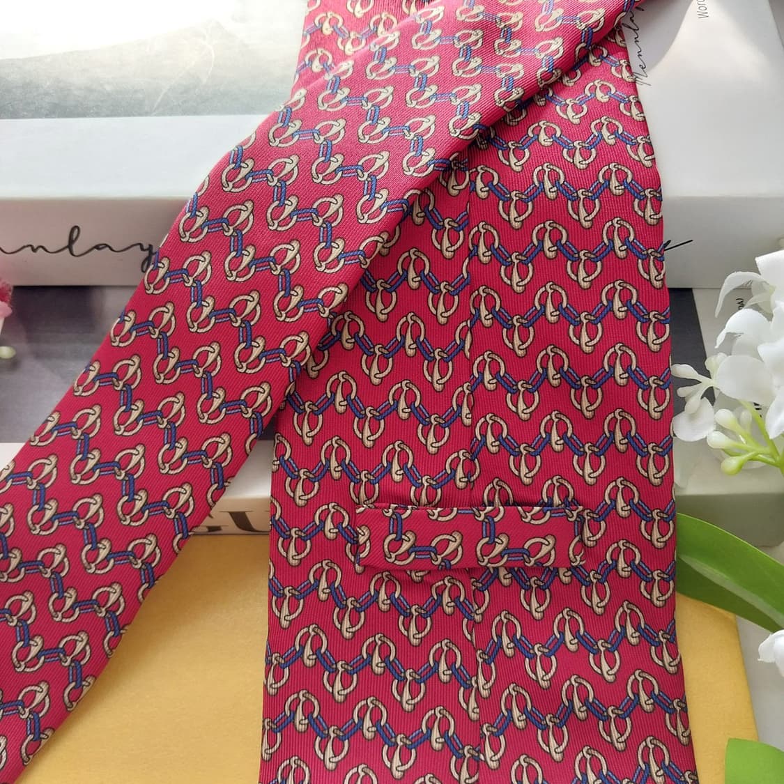 펜디 실크 레드 체인 패턴 넥타이 10cm A+등급 K1864
 상품이미지6