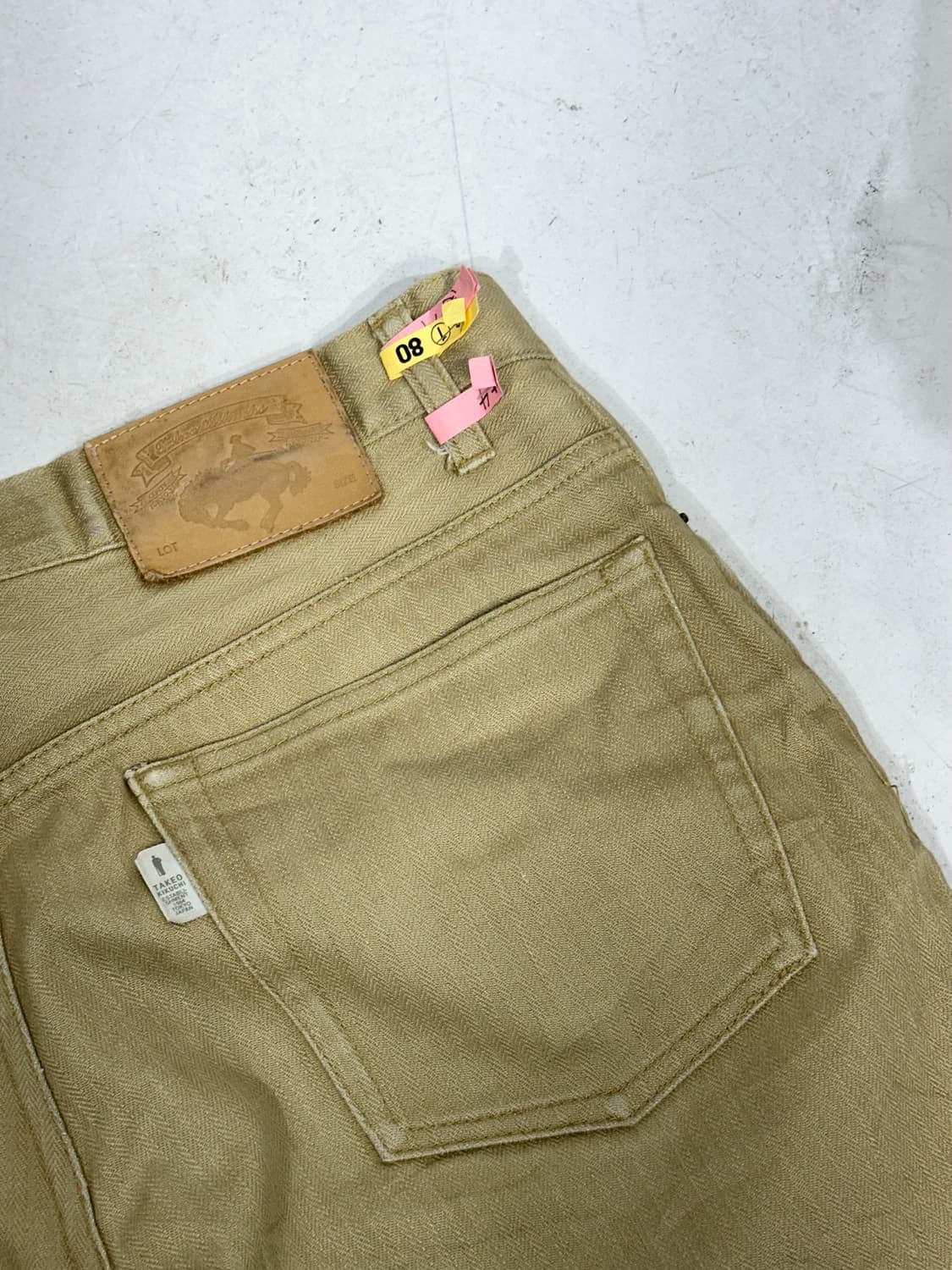 일본 빈티지 타케오 베이지 워싱 워크 데님 팬츠  상품이미지6