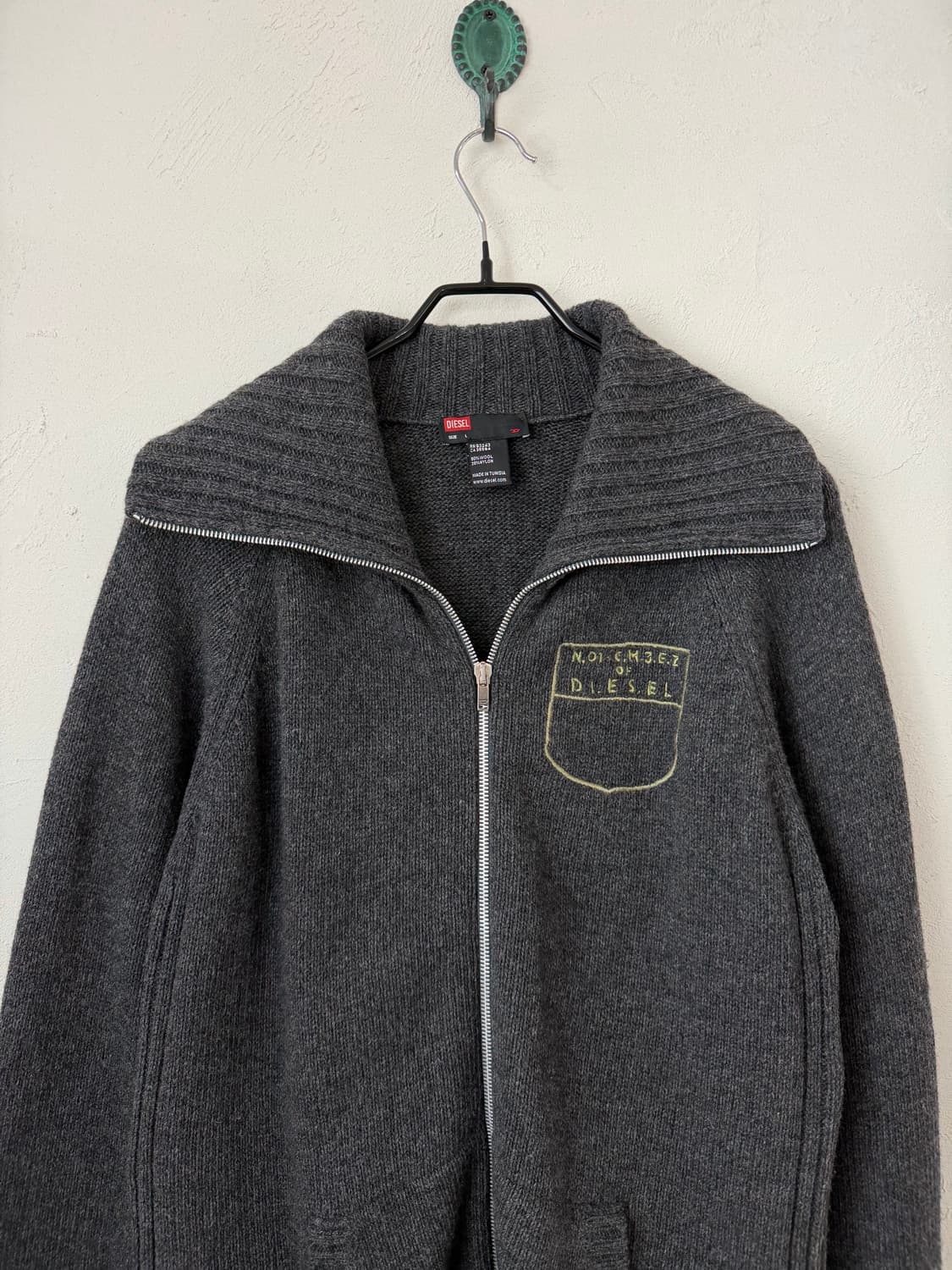 디젤 하이넥 니트 집업 상품이미지4