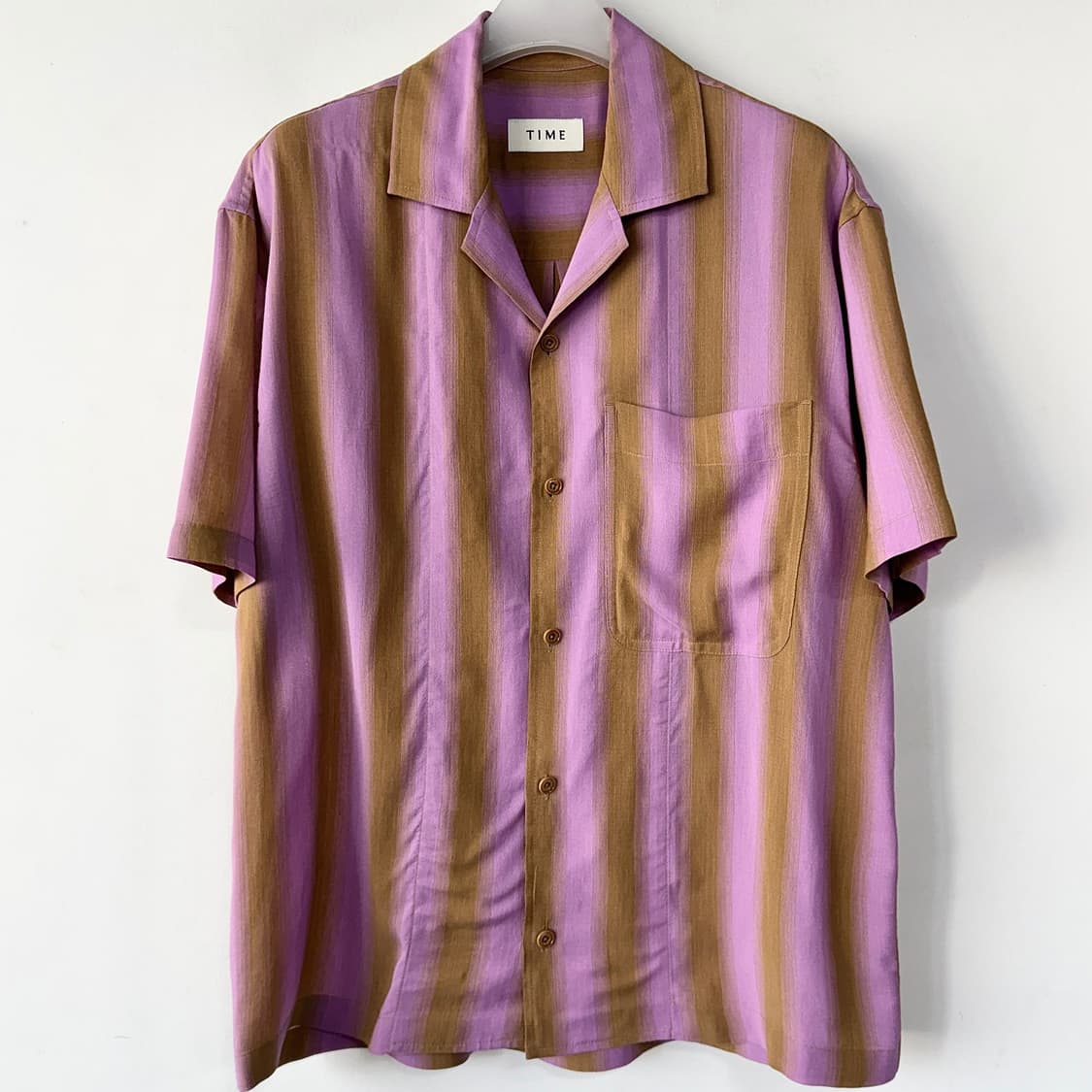 타임옴므 23 바이올렛 스트라이프 반팔 셔츠 상품이미지2