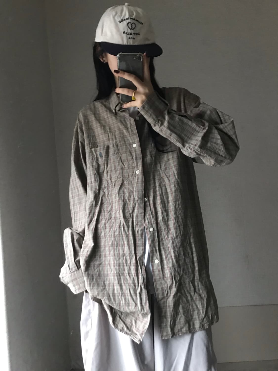 폴로 카키브라운 포켓 체크셔츠 상품이미지4