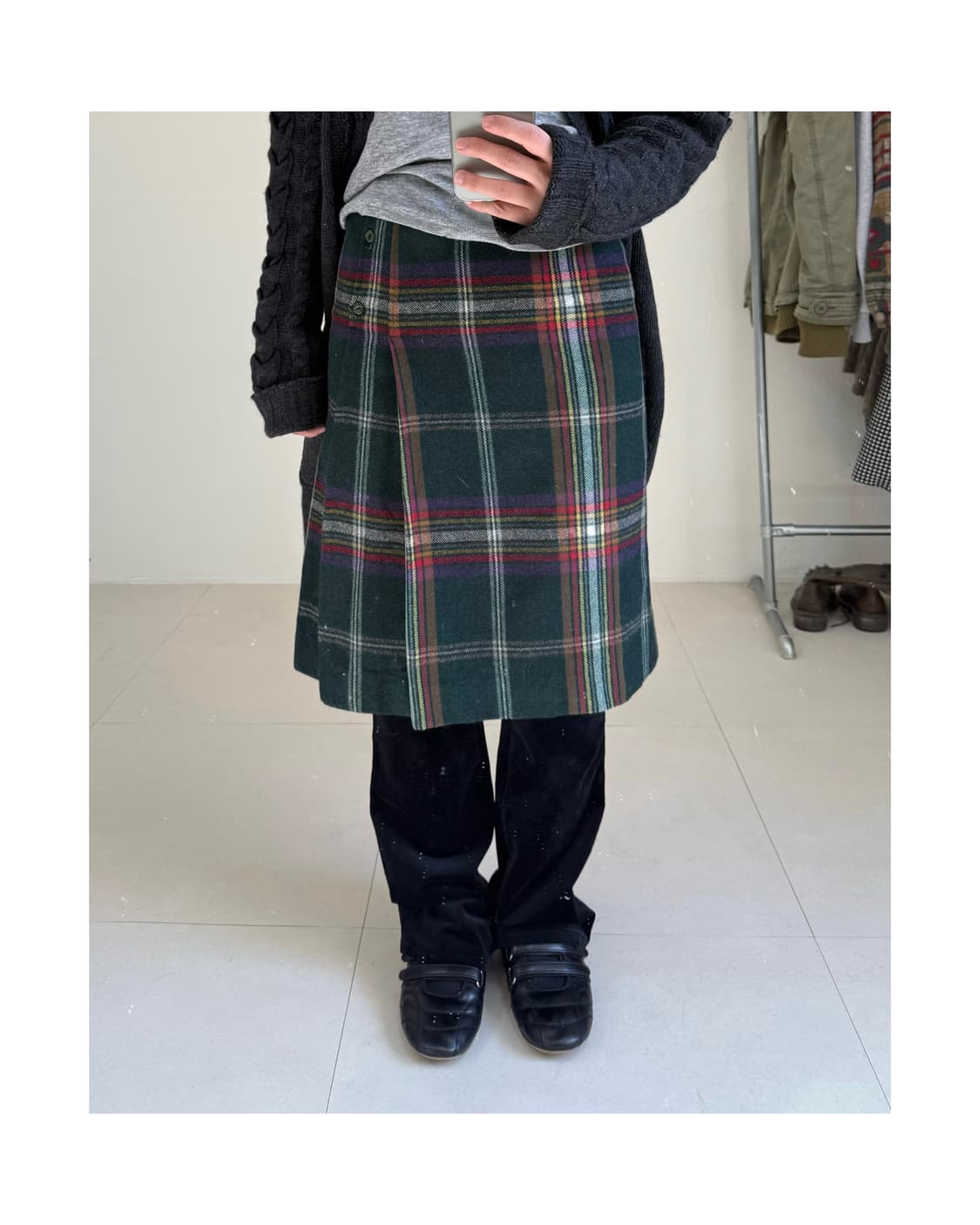 빈티지 울 체크 스커트 상품이미지2