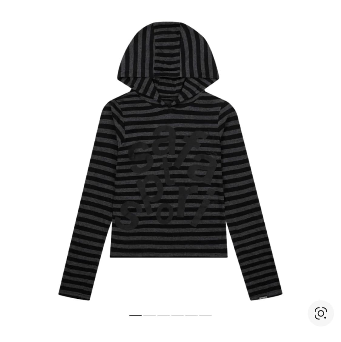 사파리스팟 1/2 티켓팅 스트라이프 보더 후디 롱슬리브 블랙  상품이미지1