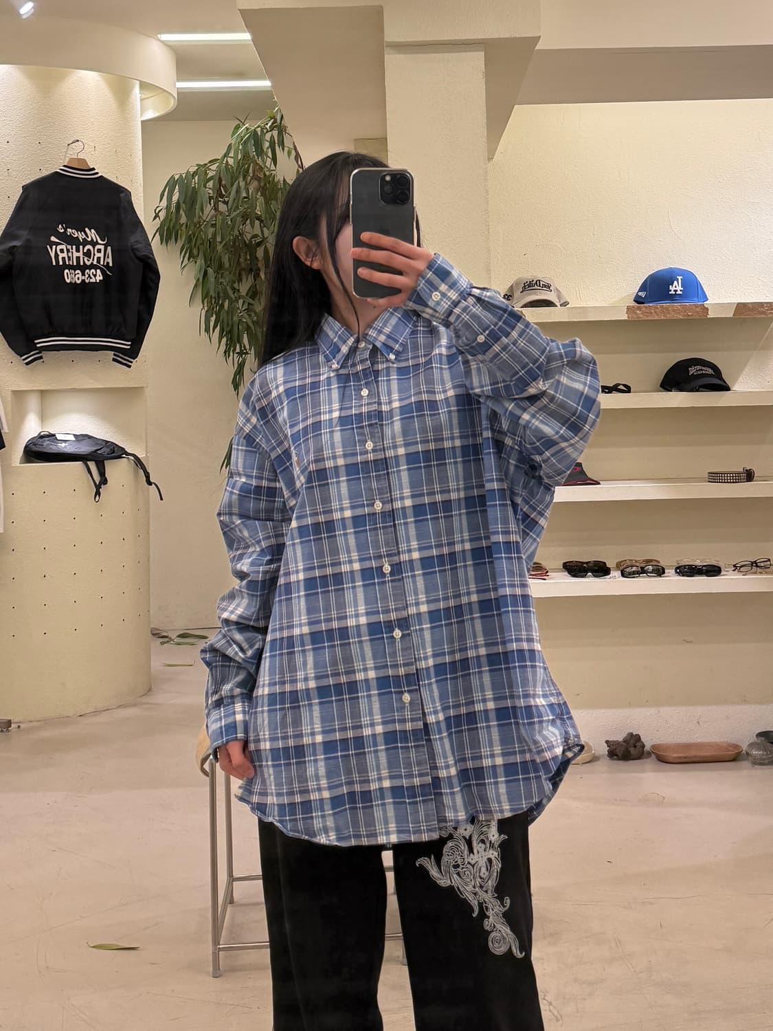 폴로 랄프 로렌 블루 체크 버튼다운 셔츠 U506 상품이미지1