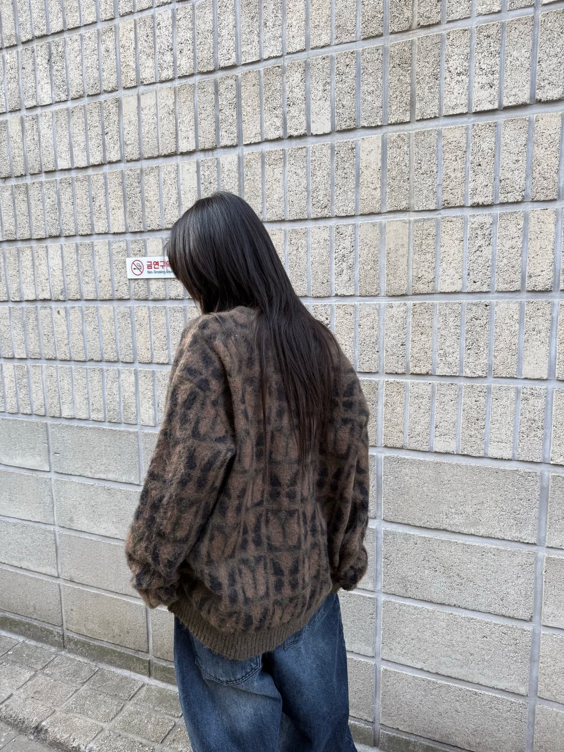 니들스 빠삐용 브라운 패턴 가디건 상품이미지10