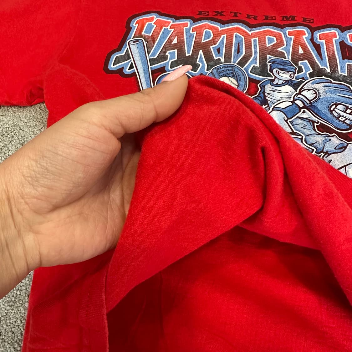 빈티지 00s Rude Boyz 프린팅 미디크롭 반팔티L 상품이미지4