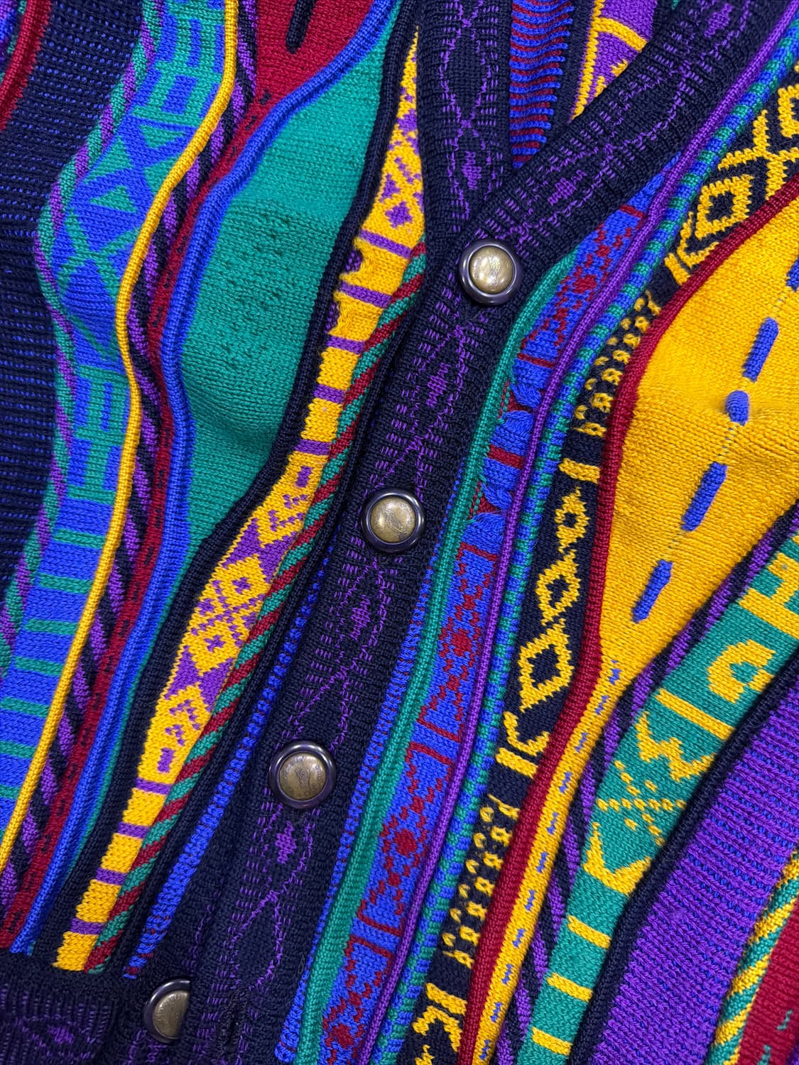 Emaroo 에마루 멀티 컬러 케이블 패턴 헤비 울 니트 가디건 M 상품이미지4