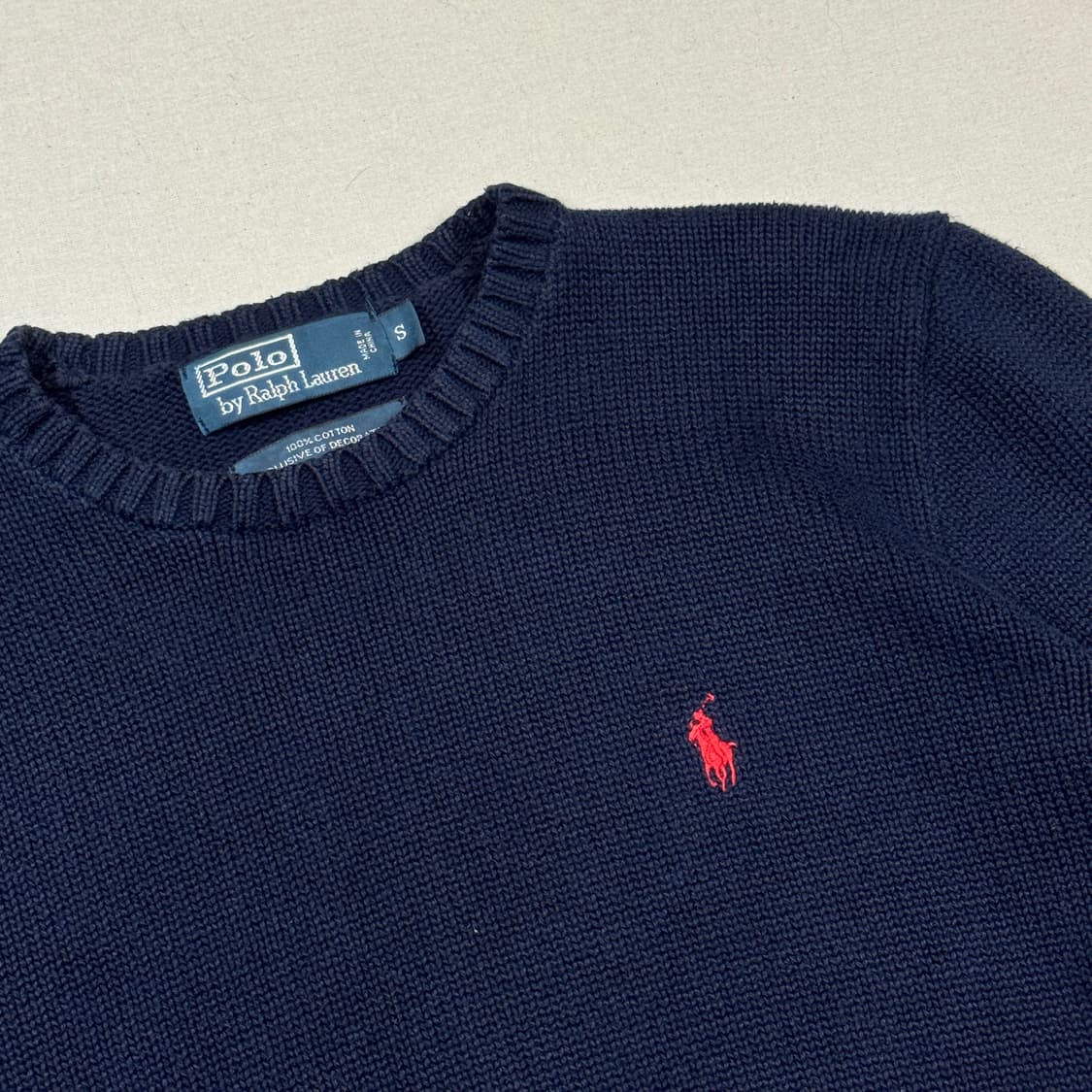 S) 폴로 랄프로렌 네이비 헤비코튼 라운드넥 니트 상품이미지4