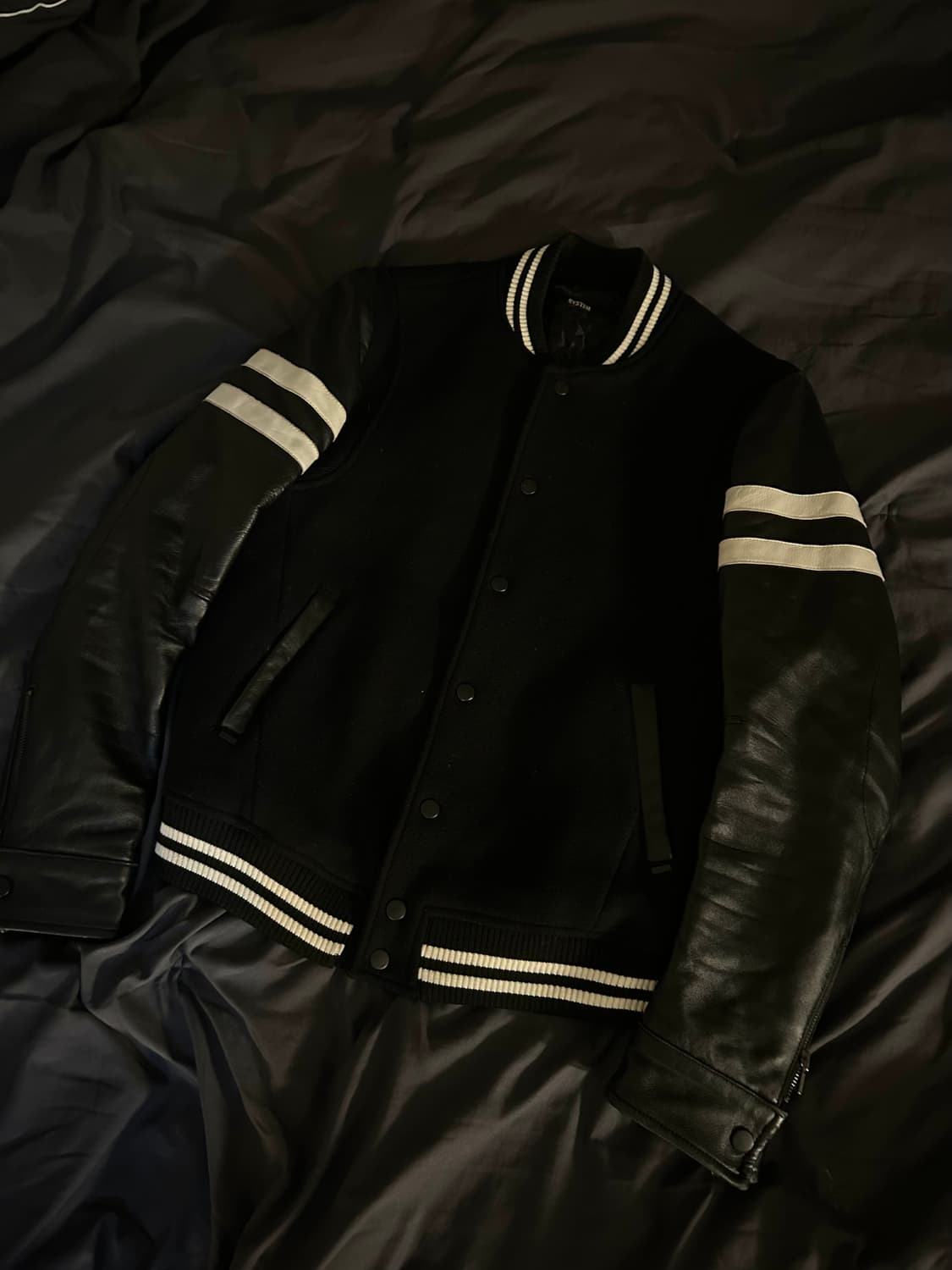 System Sheep Skin Teddy Varsity Jacket 상품이미지1