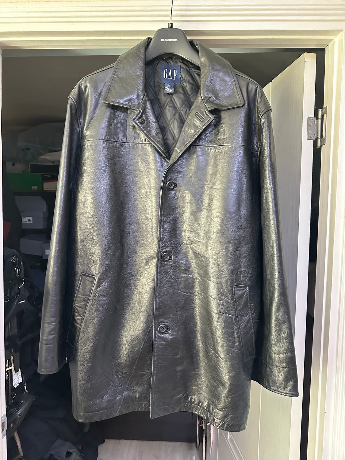 [XL] 올드갭 레더 카코트 블랙 상품이미지1