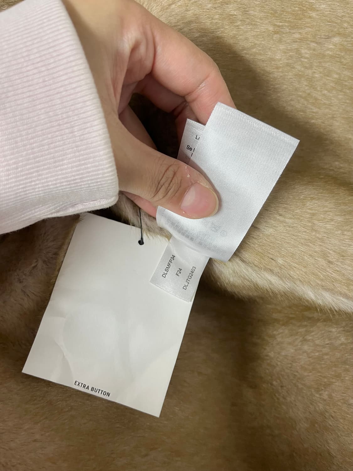 XS) dkny 도나카란 노치드 칼라 벨트 무스탕 코트 상품이미지7