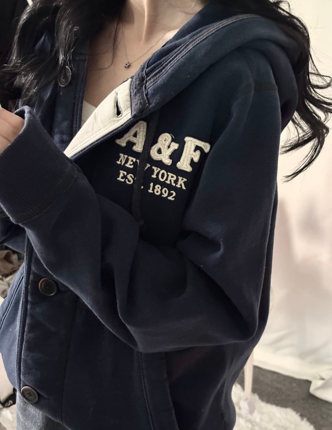 🐰아베크롬비 희귀 매물 단추 코튼 면 후드집업 🤍 상품이미지3