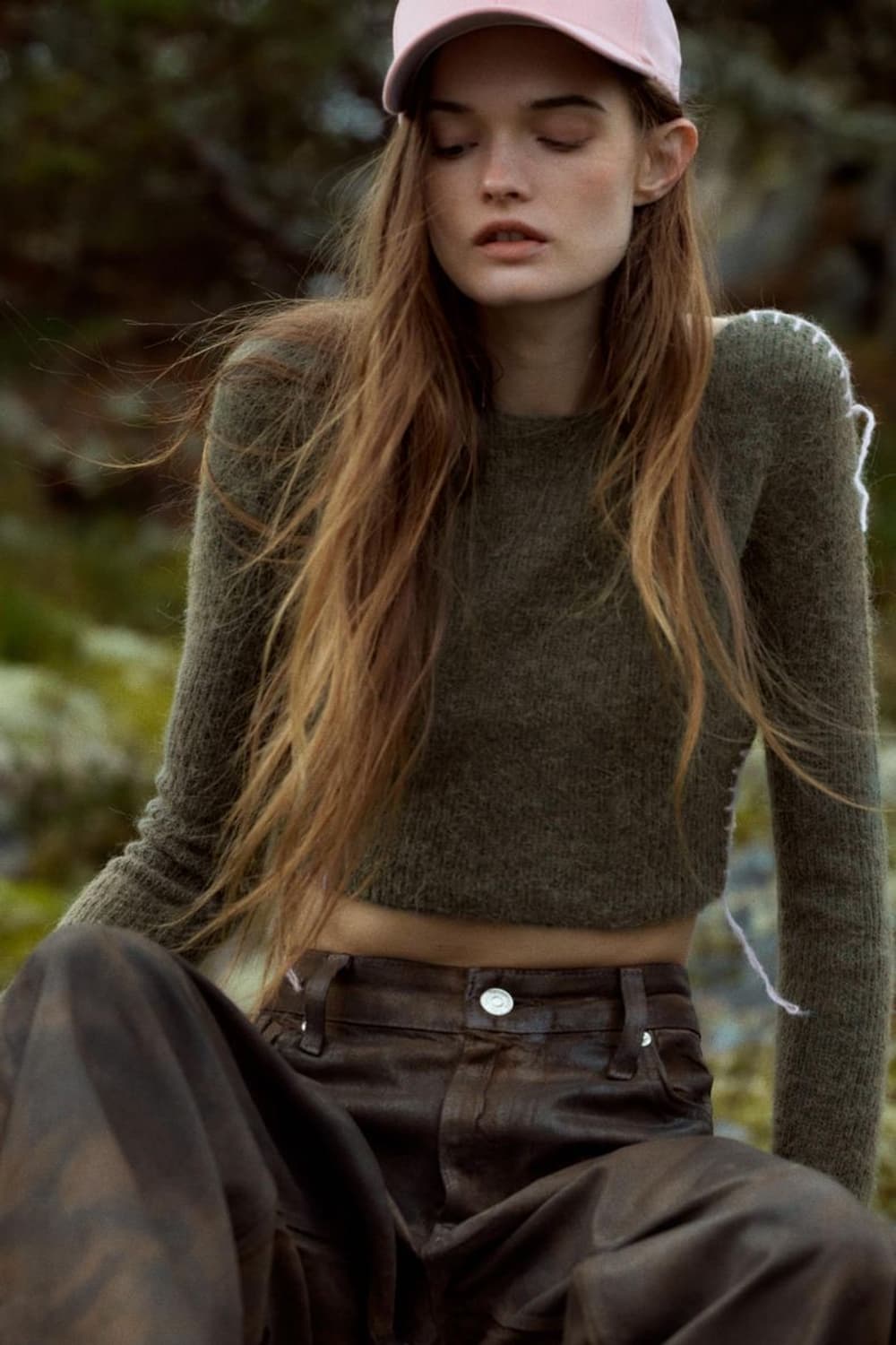 (M) 자라 콘트라스트 스티치 크롭 니트 상품이미지2