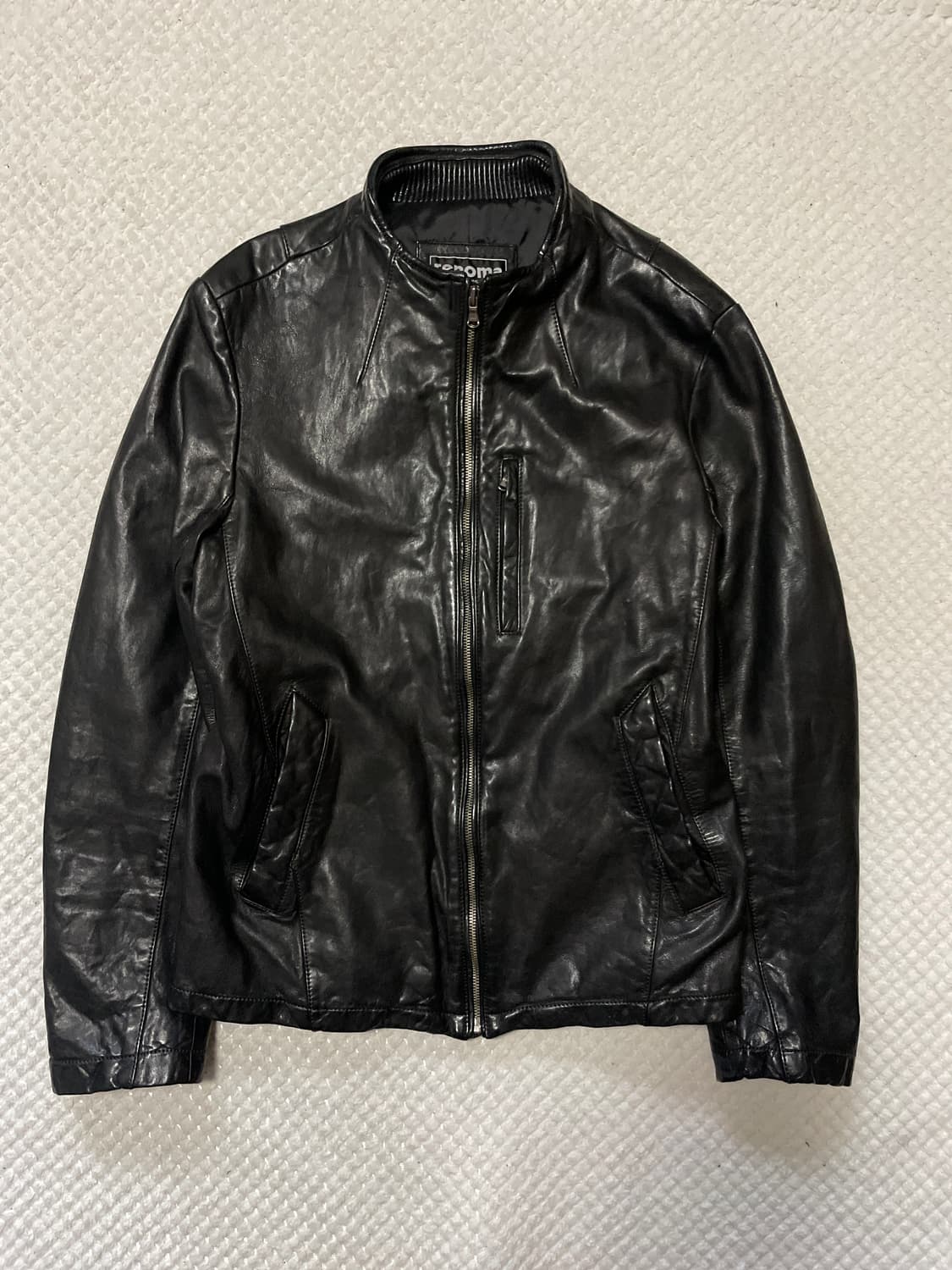 RENOMA 웨스턴 무드 램스킨 양가죽 바이커 절개 레더 자켓 상품이미지1