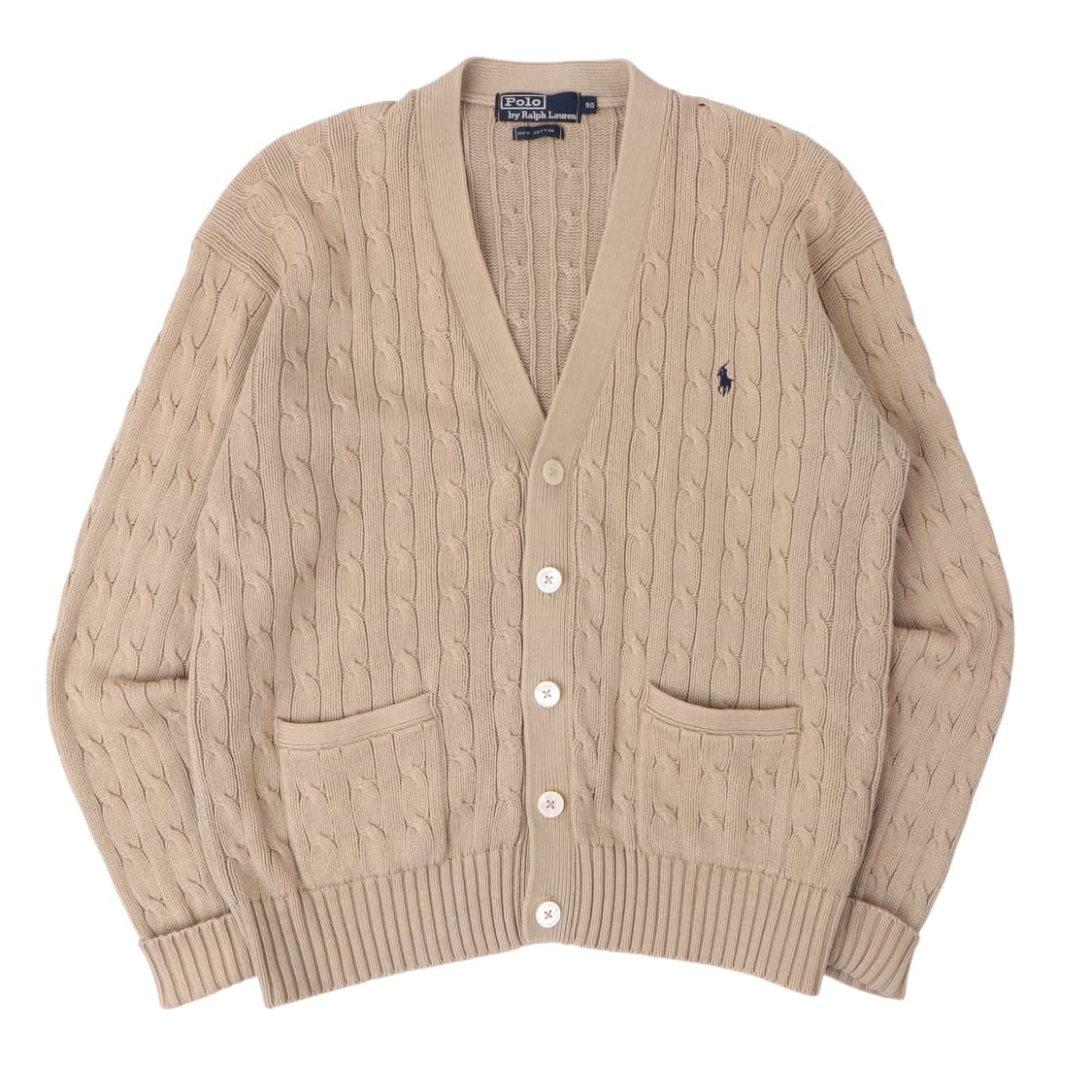 90s 폴로 랄프로렌 베이지 케이블 니트 가디건 상품이미지1