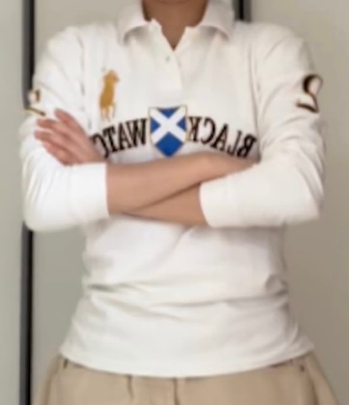 폴로 랄프로렌 빅포니 블랙워치 카라티 긴팔 화이트 상품이미지1