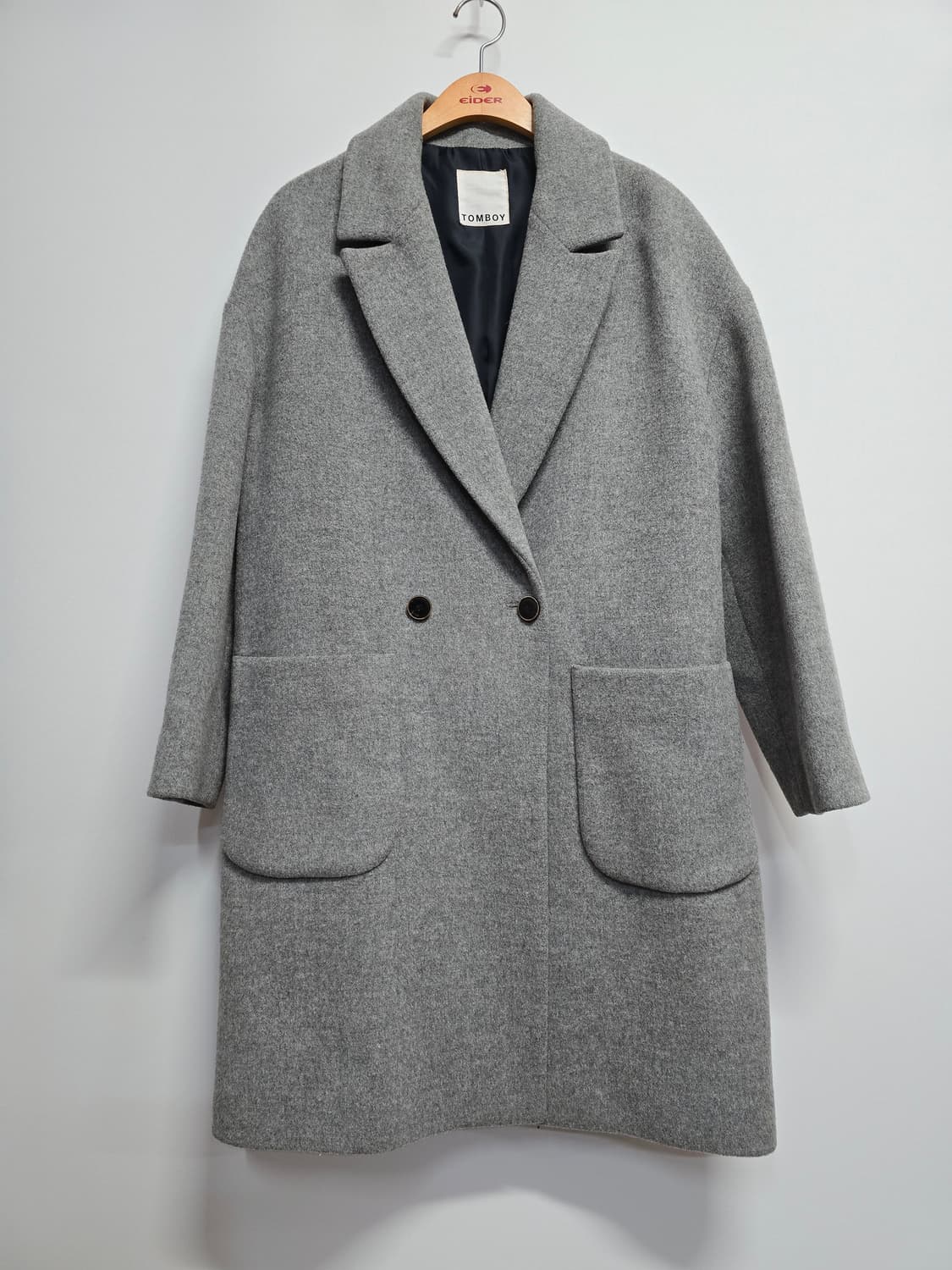 톰보이 회색 더블 코트 모앙고라혼방 상품이미지1