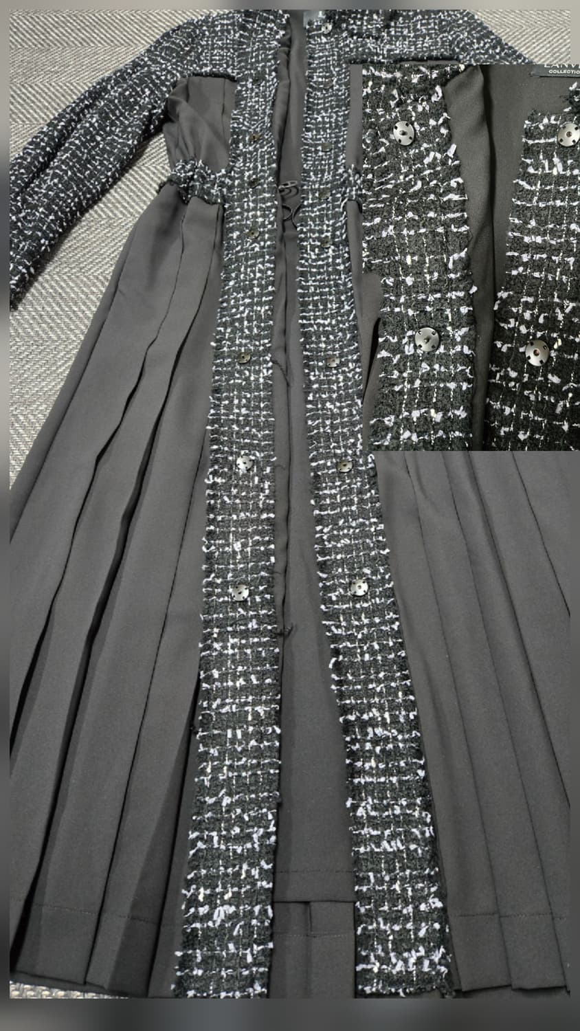 한섬 랑방 LANVIN 블랙 트위드 롱 원피스 상품이미지4