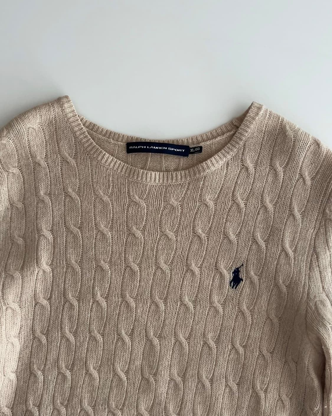 폴로 랄프로렌 크림 메리노울 케이블 니트 스웨터 XL 상품이미지3