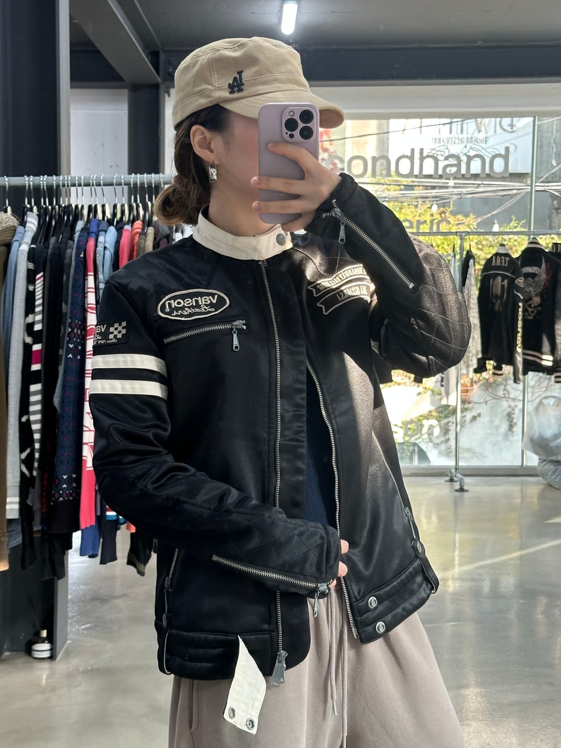 벤슨 윙자수 넥버클 투웨이 라이더자켓 상품이미지3