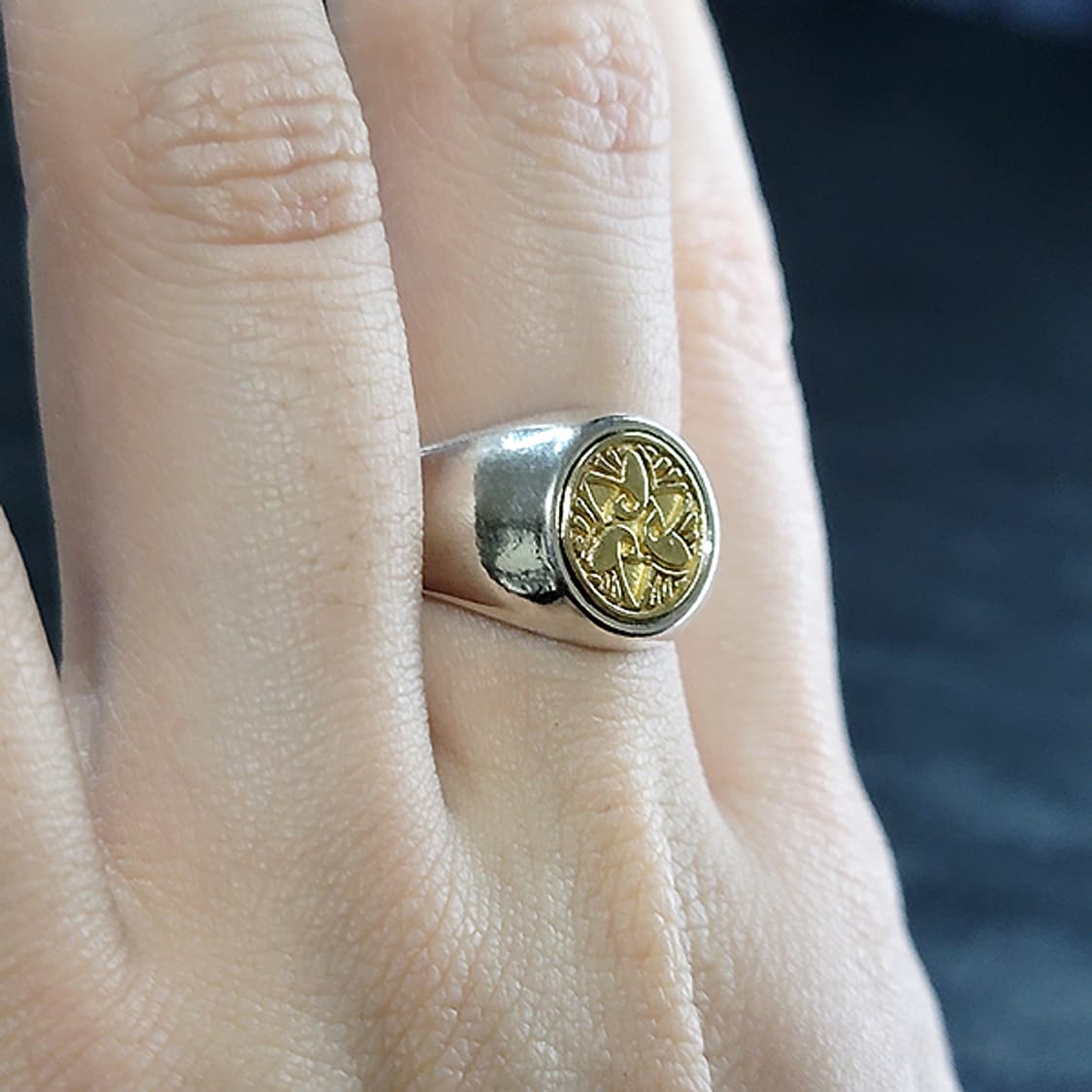 Petra 백동 남자 엔틱 빈티지 명품 고대 문양 꽃 반지 상품이미지5