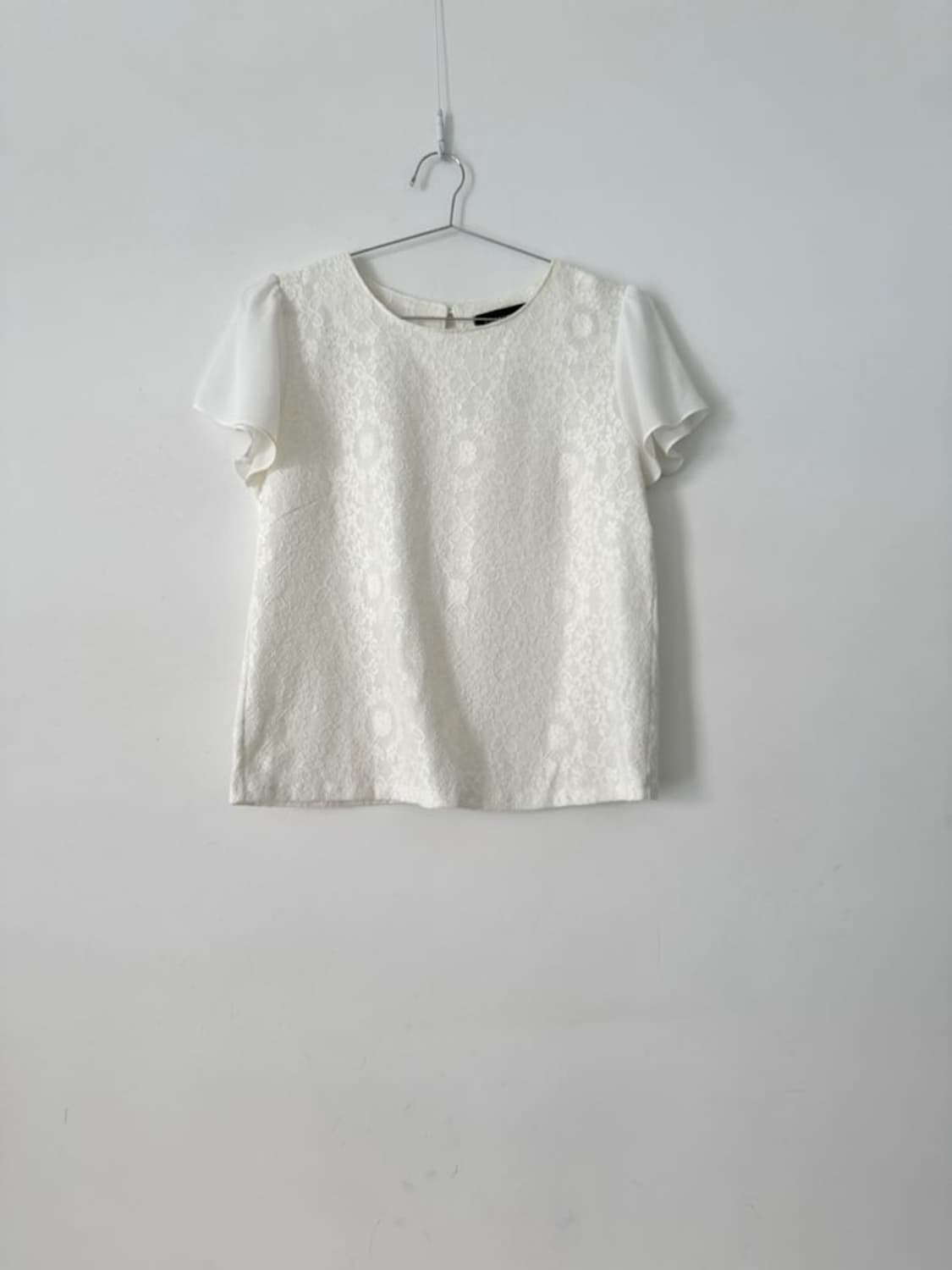 Embroidery mesh half blouse / white 상품이미지1