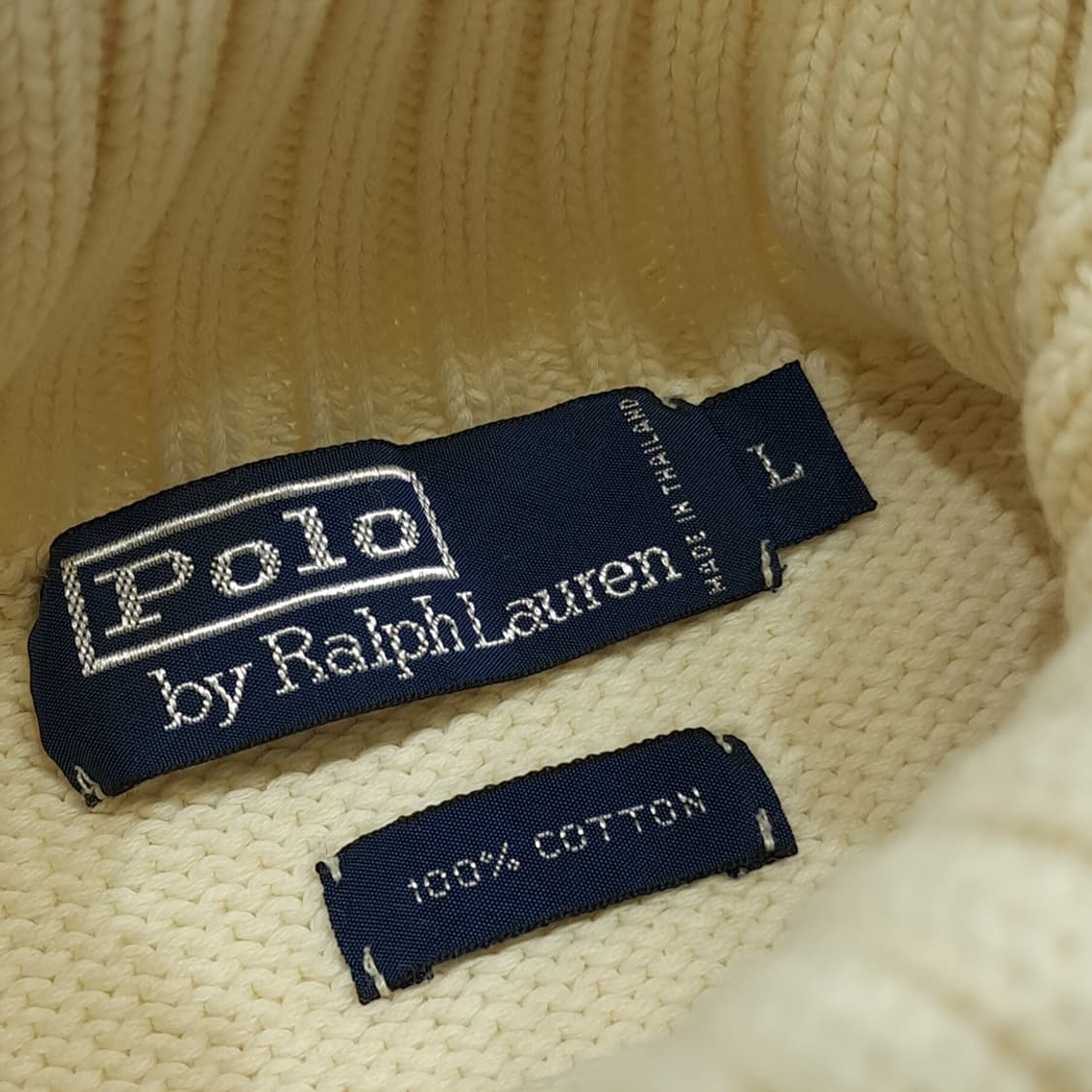 CL092 L 폴로 랄프로렌 아이보리 & 네이비 스트라이프 터틀넥 니트 상품이미지3