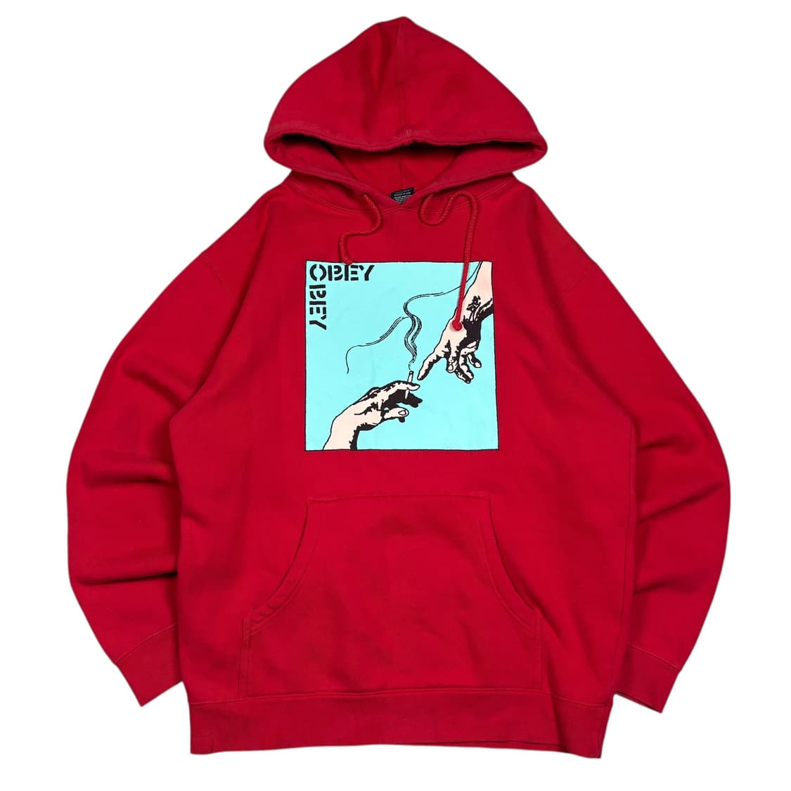 오베이 레드컬러 후드티 상품이미지1