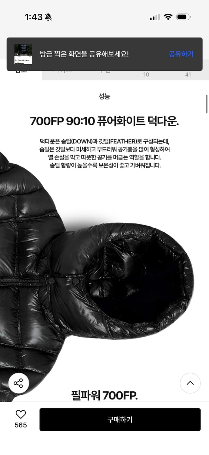 미니멀프로젝트 사일런트 시스루 다운 패딩 black 상품이미지4