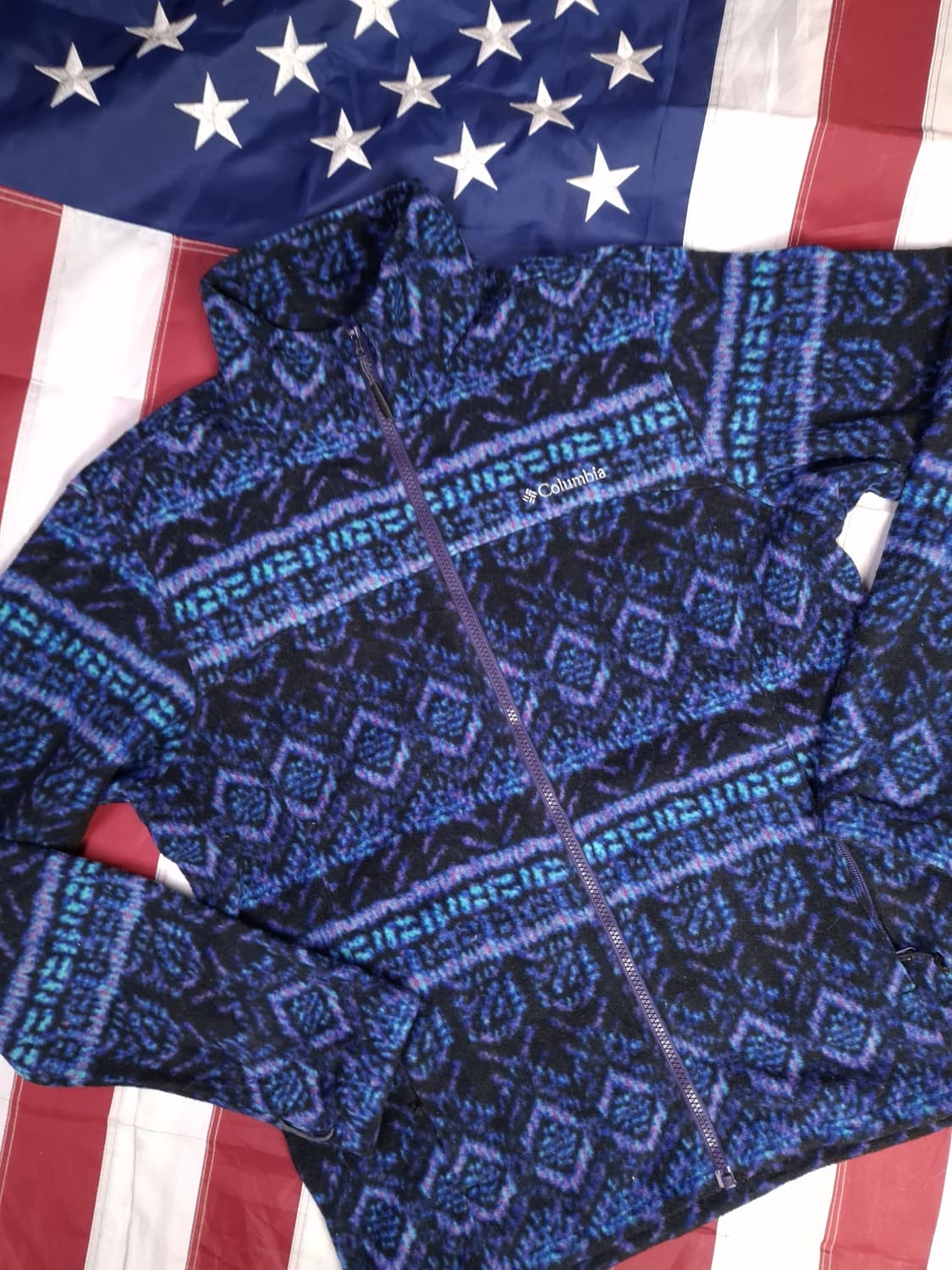 오리지날 컬럼비아 에스닉 블루멀티칼라 후리스 상품이미지2