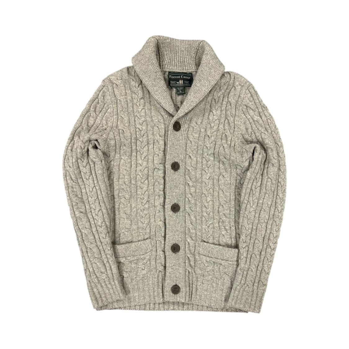L) 포레스트캠프 멜란지그레이 울 케이블 숄카라 니트 가디건 TK-033 상품이미지1
