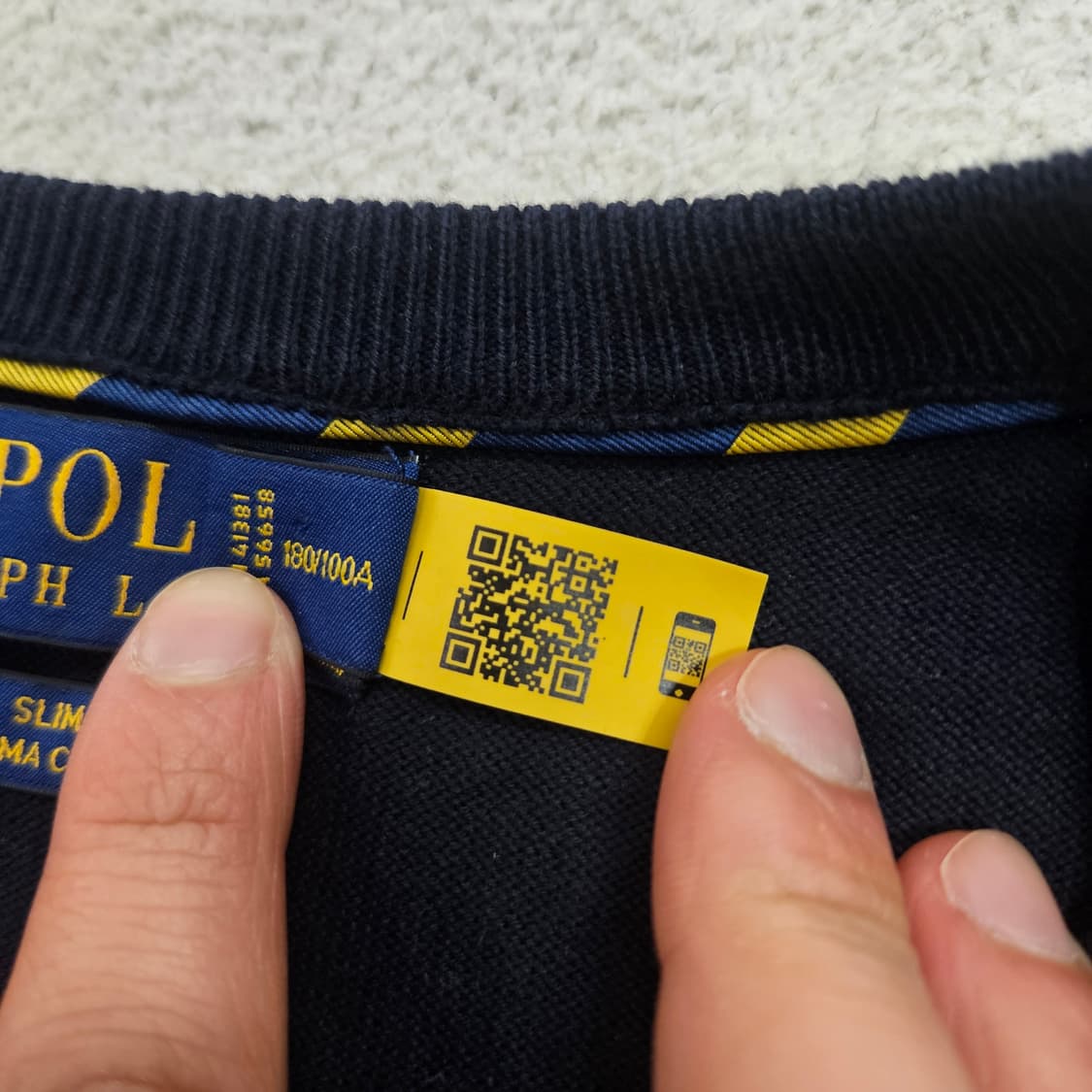 폴로 랄프 로렌 신형 QR 피마 코튼 니트 L 네이비 상품이미지2