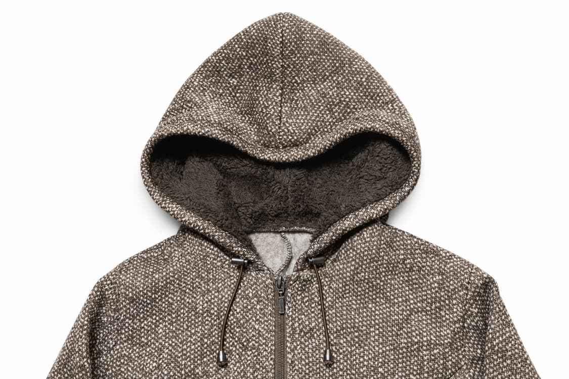 JPN 일본 빈티지 Y2K 모리걸 브라운 트위드 보아안감 후드집업 M 상품이미지3