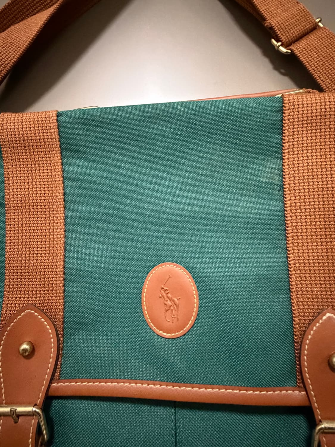 90s 폴로 랄프로렌 그린색 캔버스 가방 크로스백 상품이미지2
