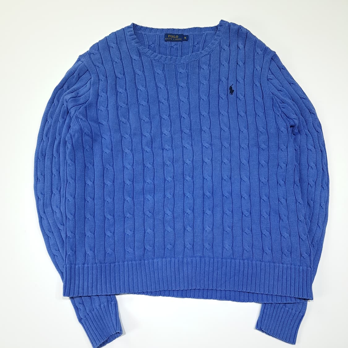 CL264 XL 폴로 코튼 케이블 블루 니트 스웨터 상품이미지1