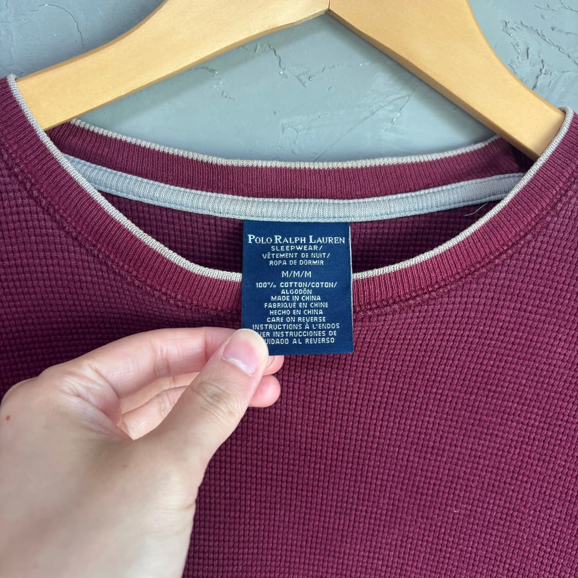 폴로 랄프로렌 와플 롱슬리브 버건디 상품이미지3