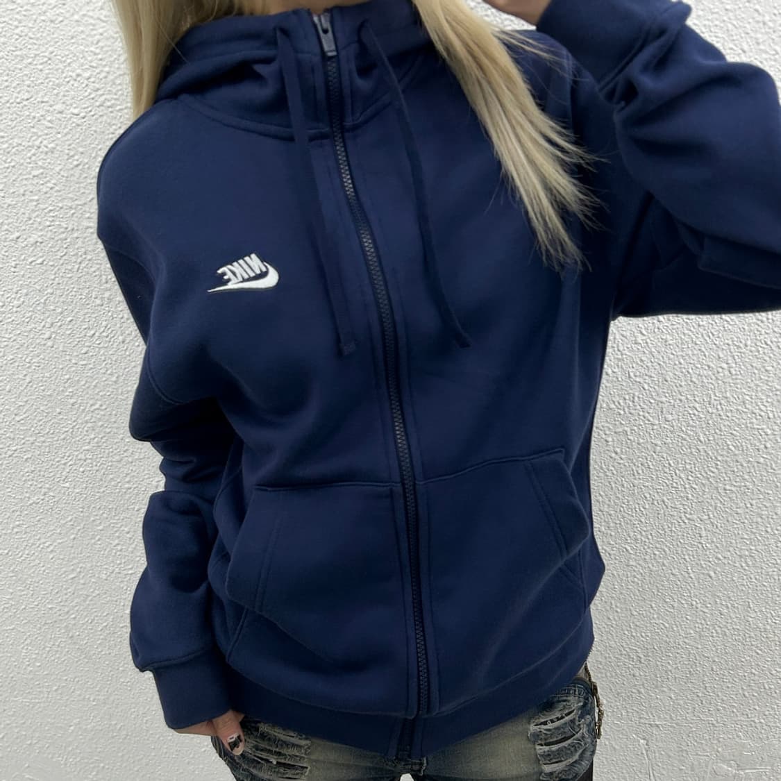 나이키 미니로고 네이비 후드집업 S 상품이미지2